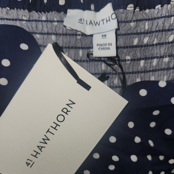 NWT 41 Hawthorn Navy White Polka Dot Dress Size 3x Scalloped Neckline Pockets - Picture 6 of 6